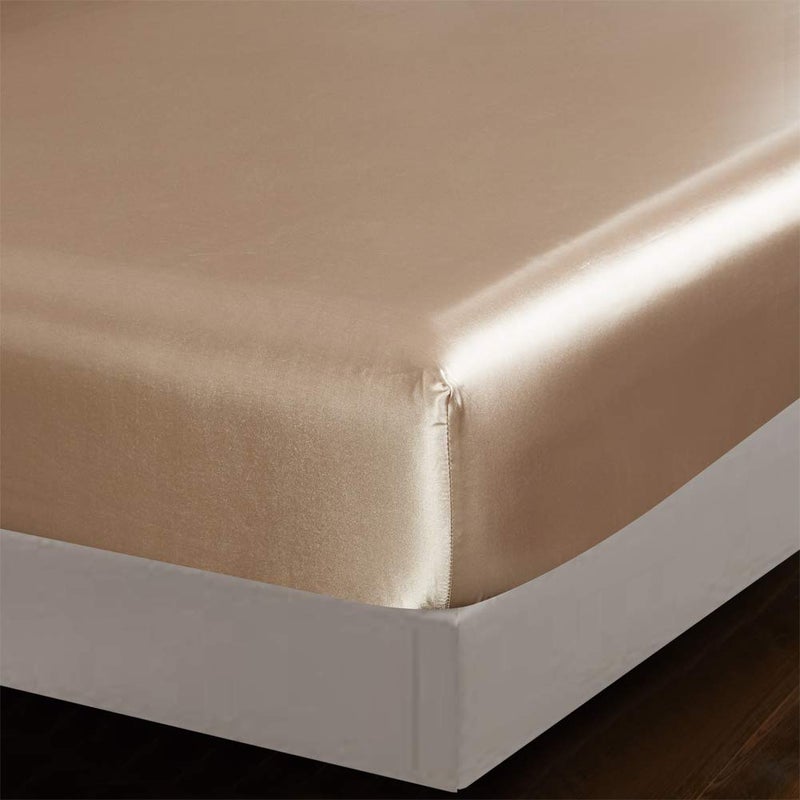 AiMay 6 Piece Satin Bedding Sheet Set Queen Taupe Deep Pocket 1800 Series Luxury Rich Silk Silky Super Soft Solid Color 4 Pillowcases Reversible Sexy Honeymoon Wrinkle Free (Queen, Taupe) - Image 4